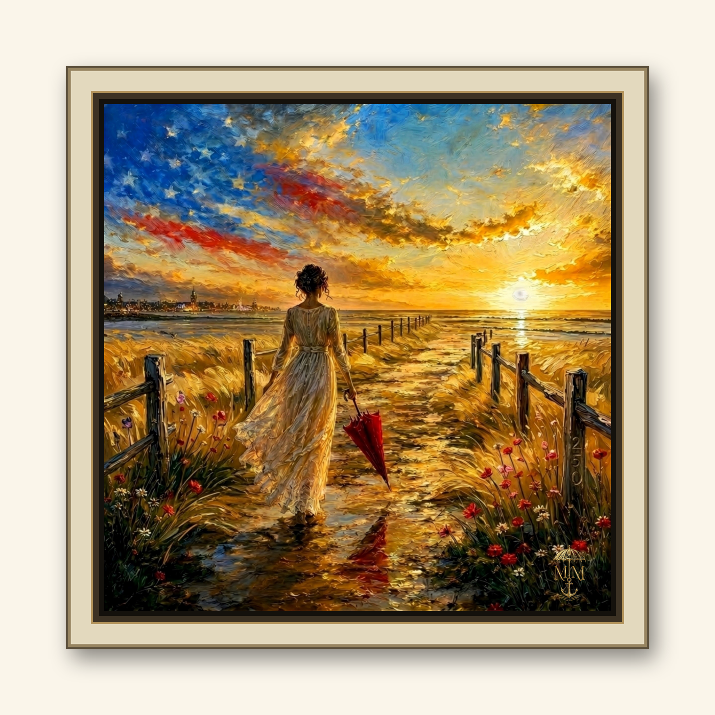 America The Beautiful shown in its ivory floater frame